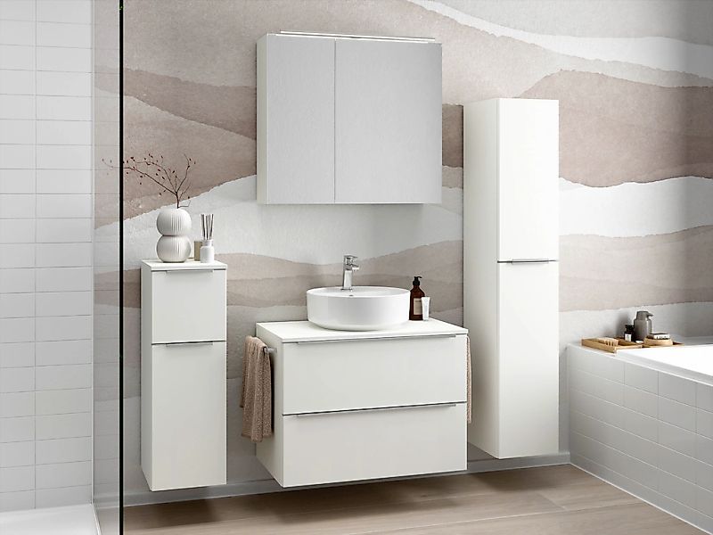 nobilia Badmöbel-Set, (2 St., vormontiert, mit Soft-Close), inkl. Spiegelsc günstig online kaufen