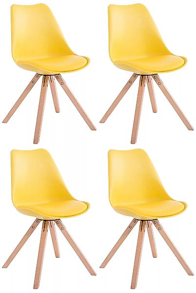 4er Set Stühle Toulouse Kunstleder Natura Square Gelb günstig online kaufen