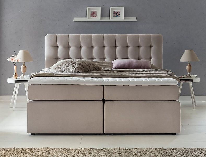 Möbelfreude Boxspringbett Boxspringbett Perris 180x200 cm Beige Uni H3, 180 günstig online kaufen