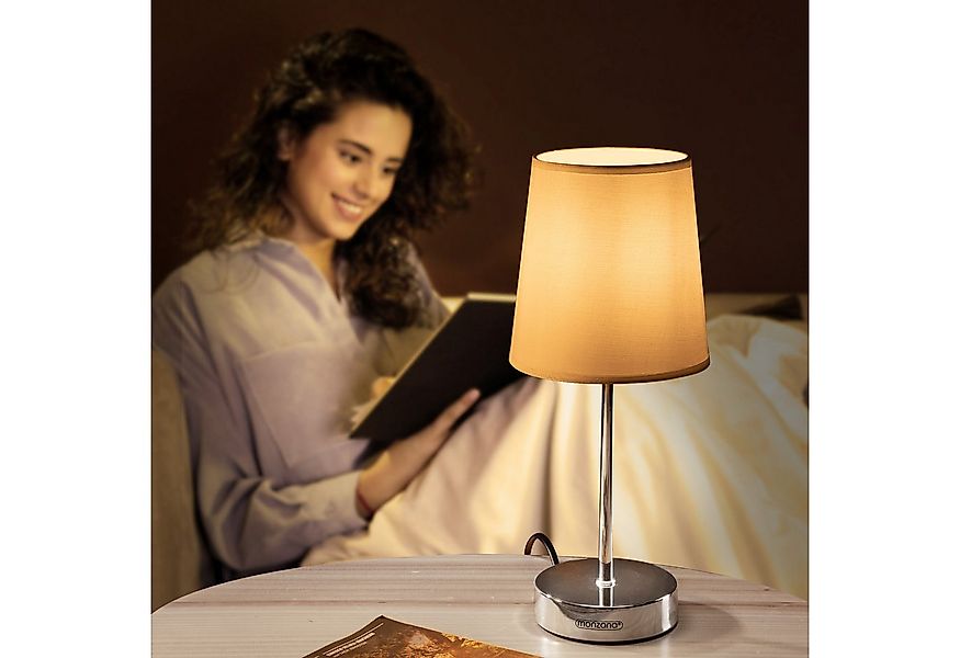 monzana Tischleuchte Lumiere, Weiß 2er Set, 2er Set 32 cm Stoffschirm E14 C günstig online kaufen