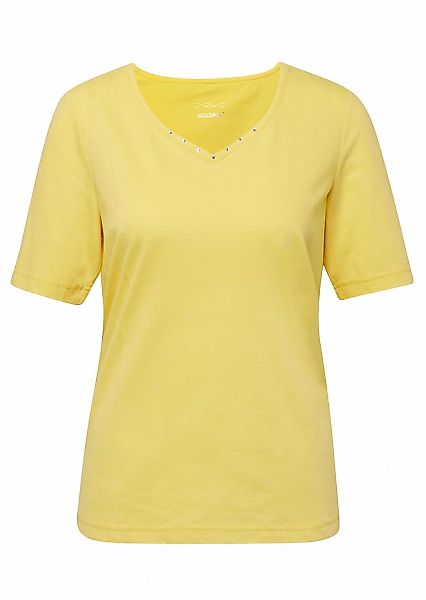 GOLDNER Langarm-Poloshirt "Halbarm Basic-Shirt aus Baumwolle" Ausschnitt in günstig online kaufen