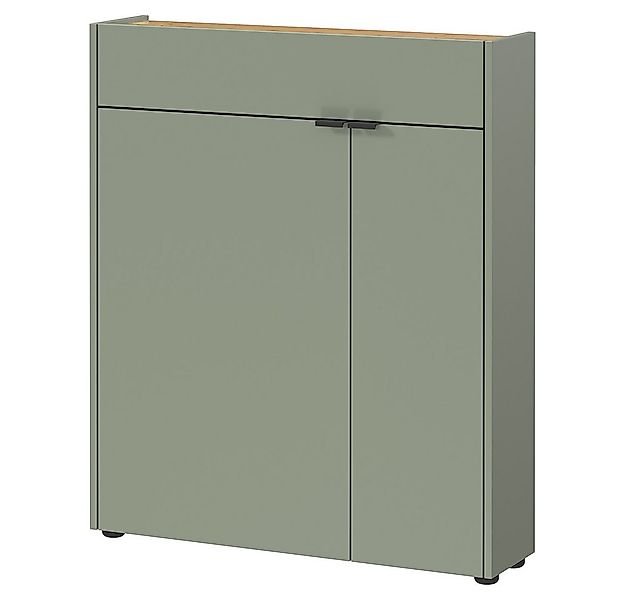 Lomadox Schuhschrank ABERDEEN-01 in grün und Eiche, 2 Türen, 1 Schublade günstig online kaufen