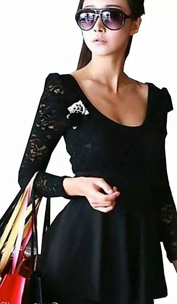Mississhop Partykleid Kleid Tunika mit Spitzeärmeln und Volantrock M.609 günstig online kaufen