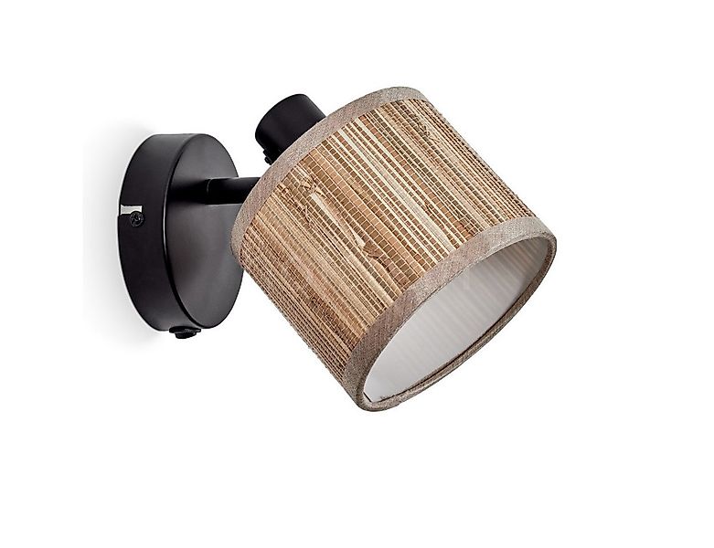 hofstein Wandleuchte verstellbare Wandlampe aus Metall/Seegras in Schwarz/N günstig online kaufen
