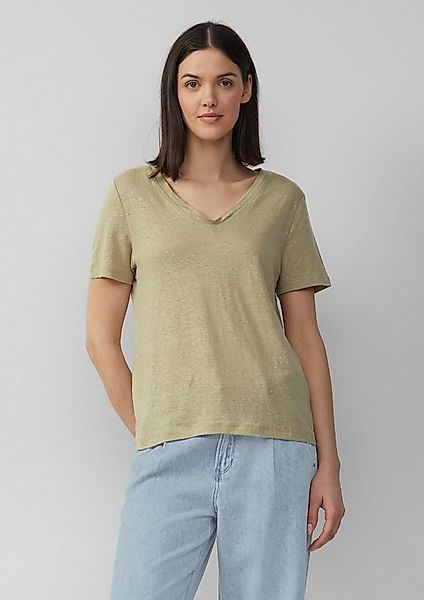 s.Oliver Kurzarmshirt T-Shirt Leichtes T-Shirt aus Leinen mit V-Ausschnitt günstig online kaufen