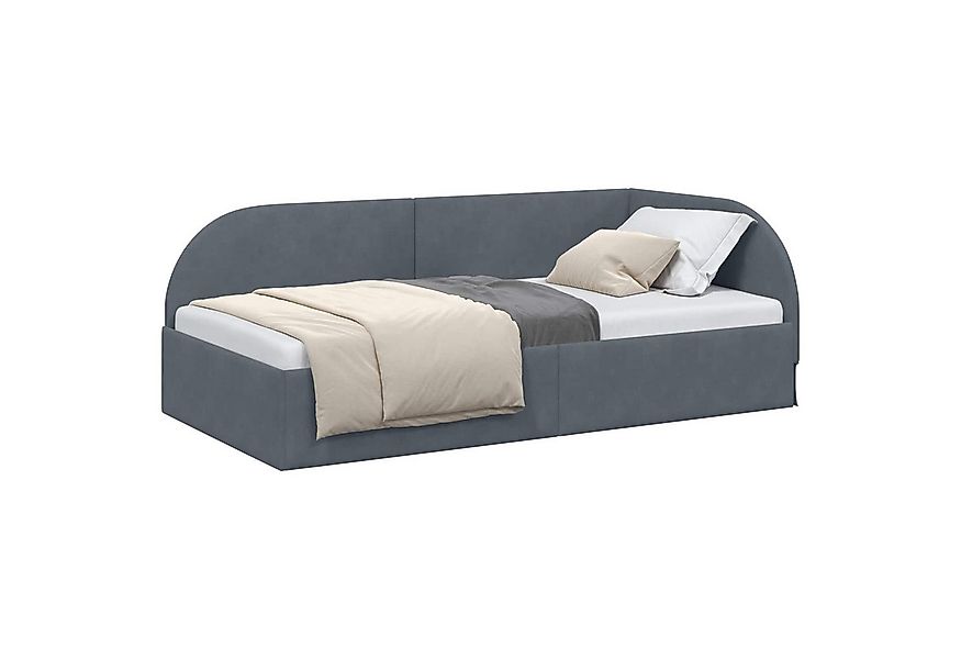 vidaXL Bett Eckbettgestell mit Kopfteil Dunkelgrau 80 cm x 200 cm (1-tlg) günstig online kaufen