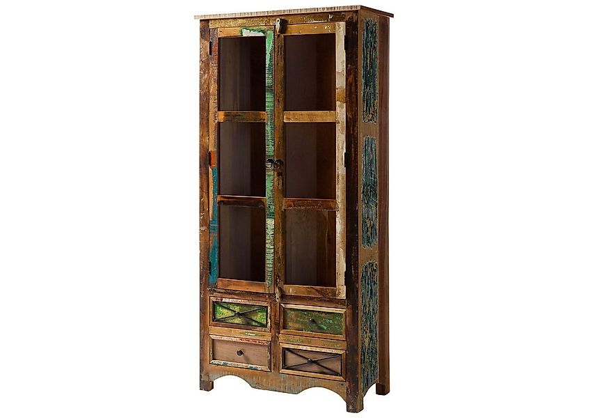 Massivmoebel24 Standvitrine (Vitrine Altholz 90x40x190 mehrfarbig lackiert günstig online kaufen