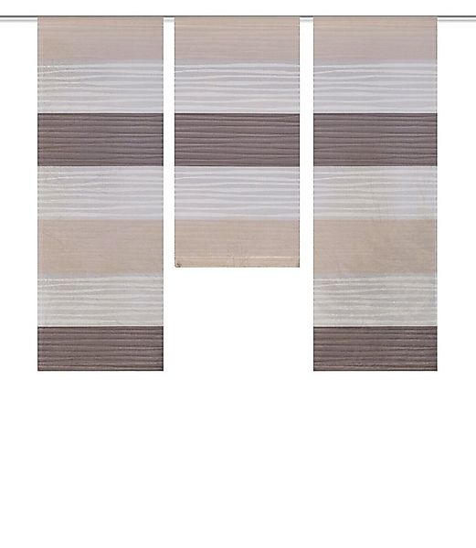 Clever-Kauf-24 Scheibengardine Mini Flächenvorhang Set stein mit Querstreif günstig online kaufen