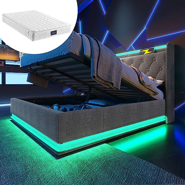 HAUSS SPOLE Polsterbett 160x200cm mit LED-Beleuchtung, günstig online kaufen