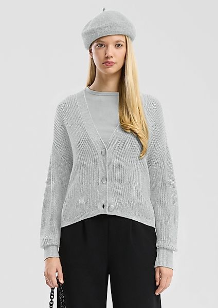 QS Funktionsjacke Melierte Strickjacke aus Baumwollmix günstig online kaufen