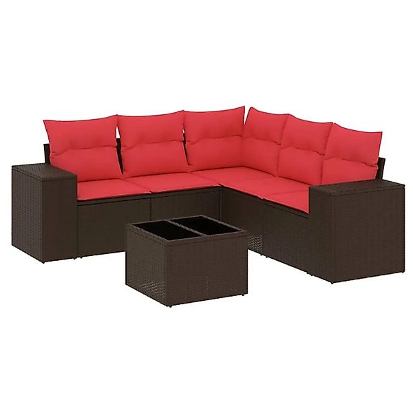 vidaXL 6-Tlg Gartensofa-Set mit Kissen Braun Polyrattan 3222563 günstig online kaufen