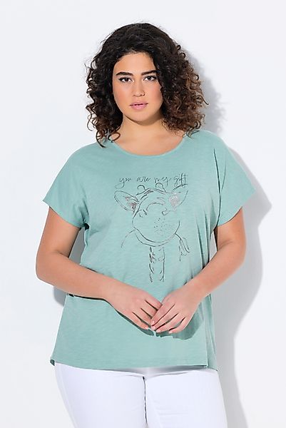 Ulla Popken T-Shirt T-Shirt Metallic-Tiermotiv Oversized günstig online kaufen