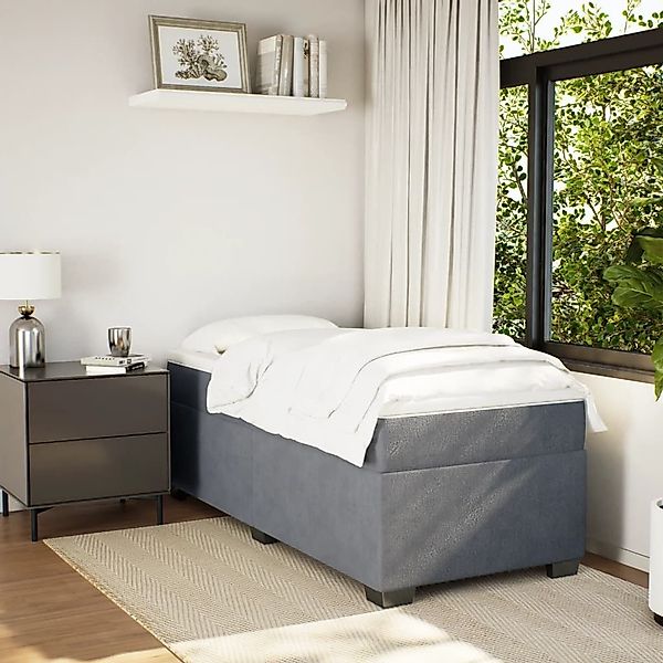 vidaXL Bett Boxspringbett mit Matratze Dunkelgrau günstig online kaufen