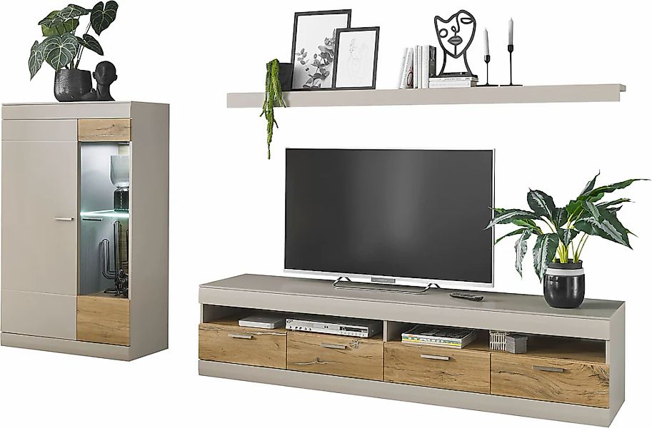 INOSIGN Wohnwand "SCARA" 3 Stk. tlg. trendige Farbe mit Applikation Zinneic günstig online kaufen