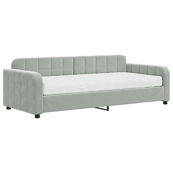 vidaXL Gästebett Gästebett Tagesbett mit Matratze Hellgrau 90x200 cm Samt B günstig online kaufen