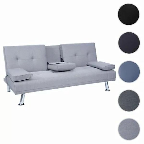 HWC Mendler 3er-Sofa mit Tassenhalter, verstellbar, Stoff/Textil grau günstig online kaufen