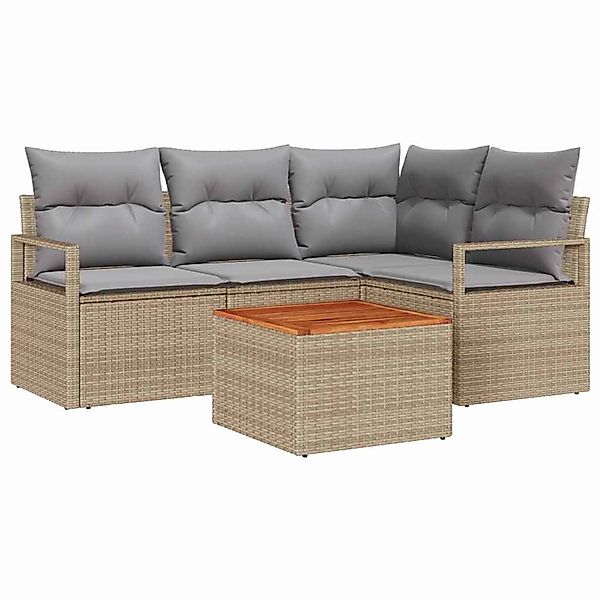 vidaXL Garten-Sofa-Set 5-Tlg Beige Hellgrau 3356369 günstig online kaufen