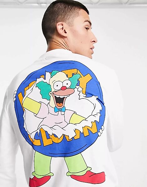 ASOS DESIGN – The Simpsons – Langärmliges Shirt in Weiß mit „Krusty The Clo günstig online kaufen