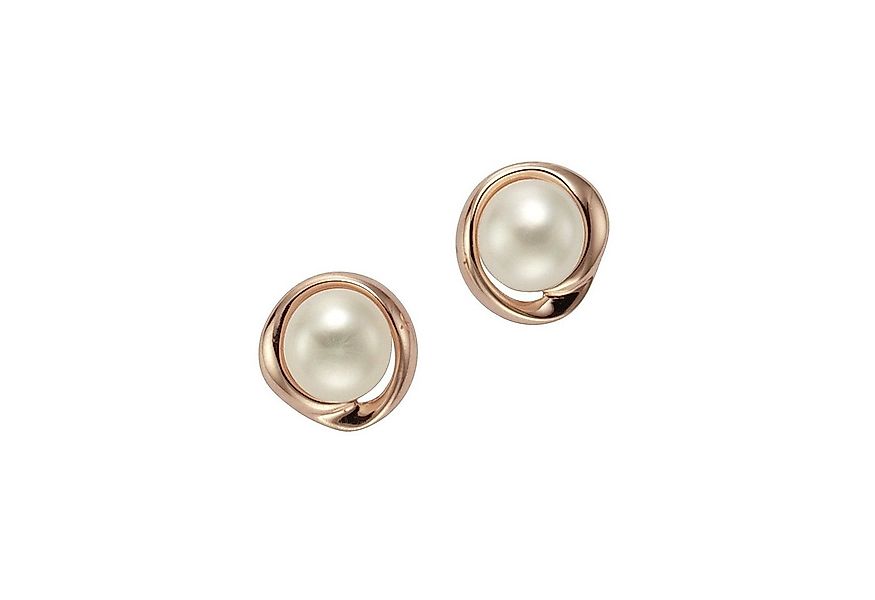 Zeeme Paar Ohrstecker Silber 925 rosé-vergoldet mit weißer Perle 6mm günstig online kaufen