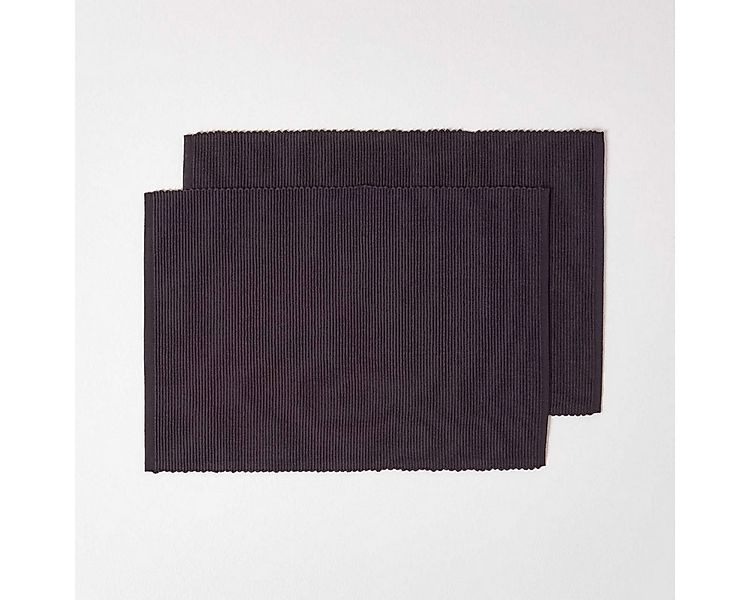 Homescapes Platzset Tischset aus Baumwolle, Platzdeckchen 2er Set, schwarz günstig online kaufen