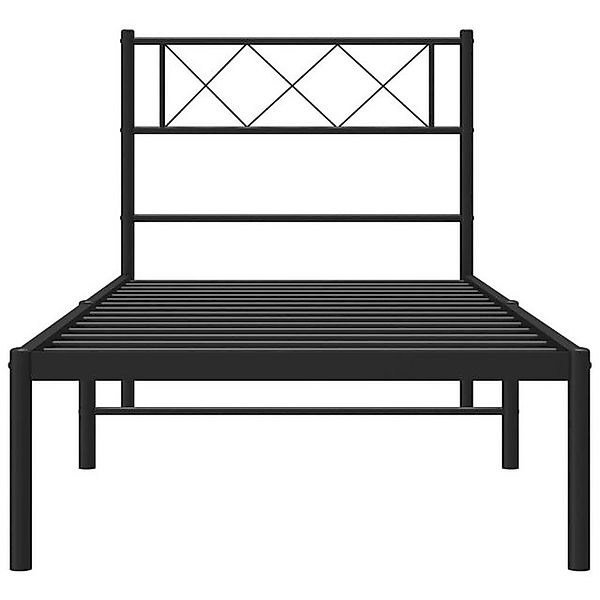 vidaXL Bettgestell Bettrahmen mit Kopfteil Metall Schwarz 80x200 cm Bett Be günstig online kaufen