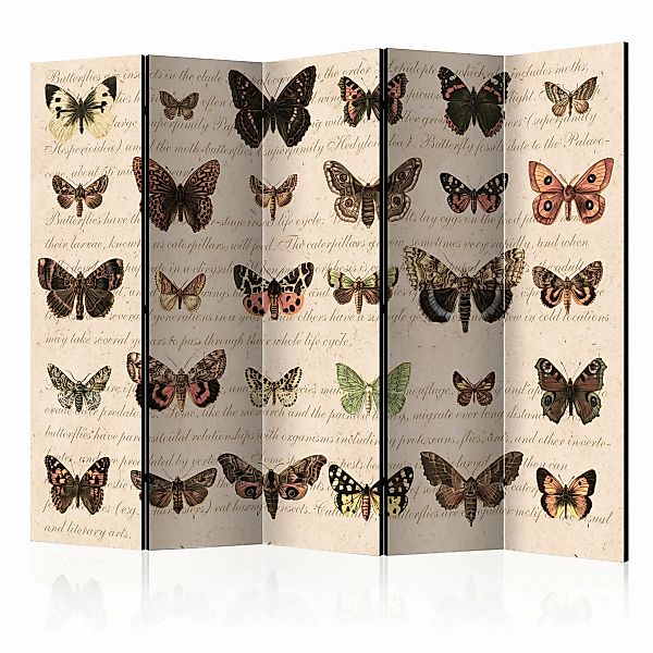 5-teiliges Paravent - Retro Style: Butterflies Ii [room Dividers] günstig online kaufen