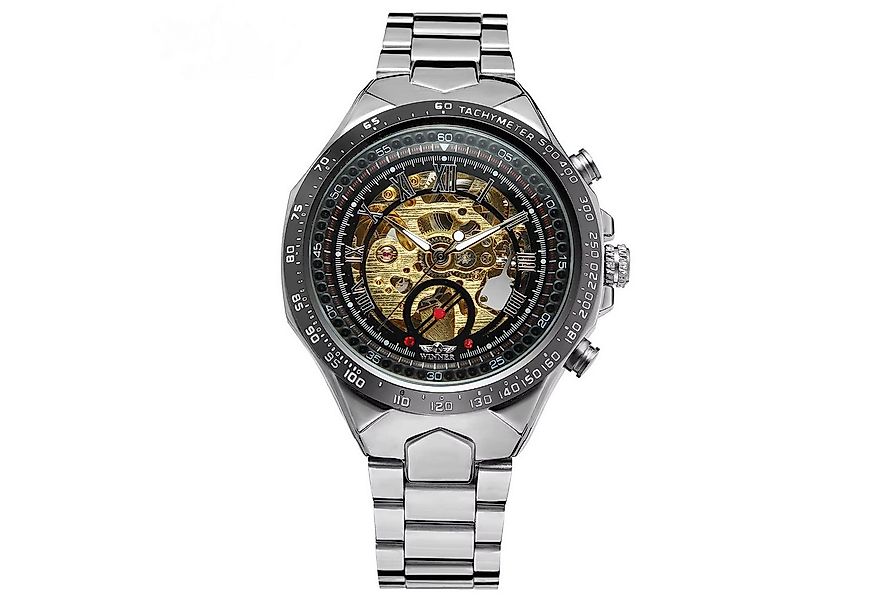Rötting Design Automatikuhr Herrenuhr Armbanduhr Edelstahl schwarz goldfarb günstig online kaufen