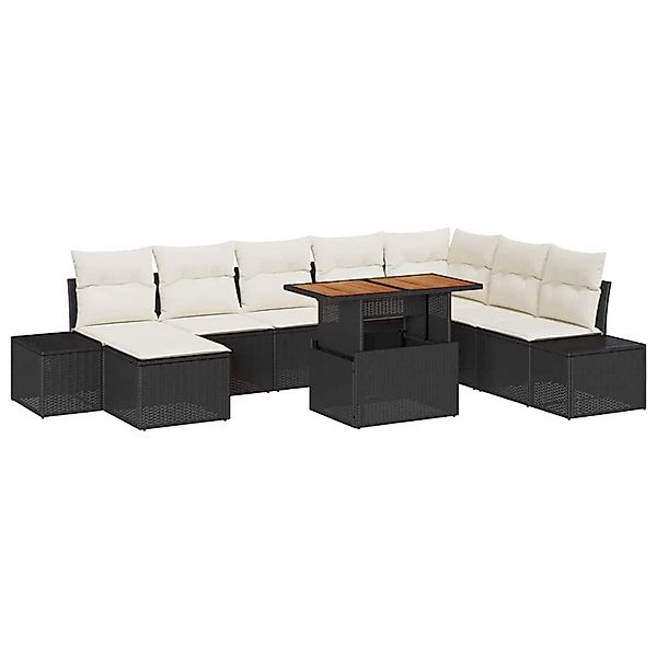 vidaXL Garten-Sofa-Set mit Speicher 9-Tlg Schwarz Poly Rattan 3358735 günstig online kaufen