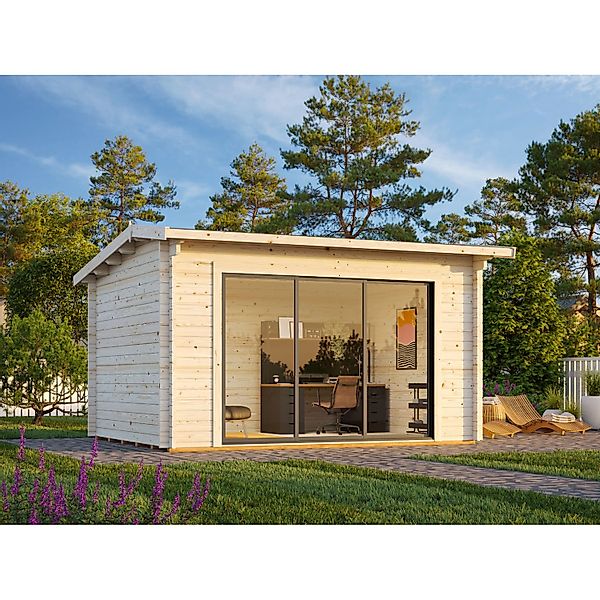 Palmako Gartenhaus Ines Slide 390 x 300 cm Lackiert Weiß-Anthrazit FSC® günstig online kaufen