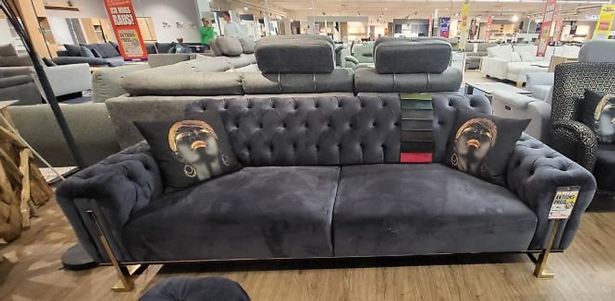 Rosenheim Abverkauf 3-Sitzer inkl. Gästeliegefunktion  Microfaser soft Grau günstig online kaufen