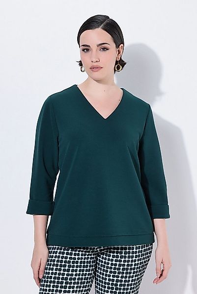 Ulla Popken T-Shirt Shirt Struktur Rundhalsausschnitt 3/4-Arm günstig online kaufen