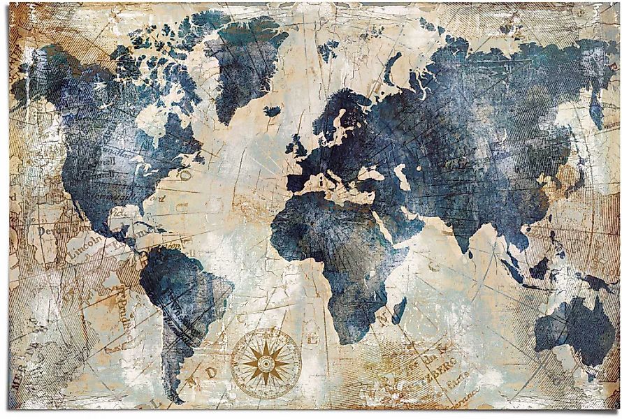Reinders Poster "Weltkarte Vintage - Kontinente - Landkarte" 1 Stk. tlg. günstig online kaufen