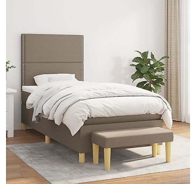 vidaXL Boxspringbett, Boxspringbett mit Matratze Taupe 80x200 cm Stoff günstig online kaufen