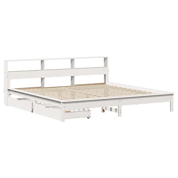 vidaXL Massivholzbett mit Regal ohne Matratze Weiß 200x200 cm Kiefer 330979 günstig online kaufen