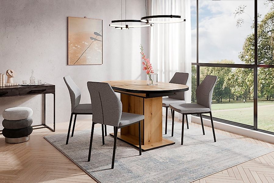 OTTO home Essgruppe Basel, Tischgruppe mit 4 Stühlen, Esstisch ausziehbar 1 günstig online kaufen