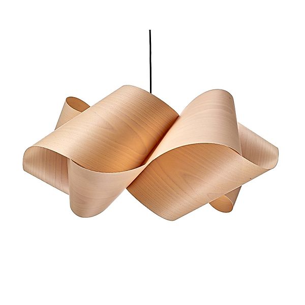 LZF Hängelampe Swirl, buche/nickelfarben, Ø 75 cm, Holz günstig online kaufen
