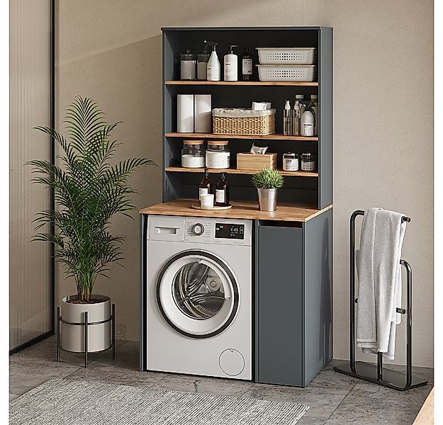Vicco Waschmaschinenumbauschrank Viktor, Anthrazit/Goldkraft Eiche/Goldkraf günstig online kaufen