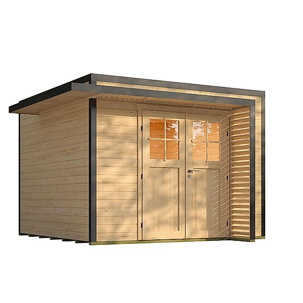Weka Gartenhaus Amberley Doppeltür Naturbelassen 300 cm x 300 cm günstig online kaufen