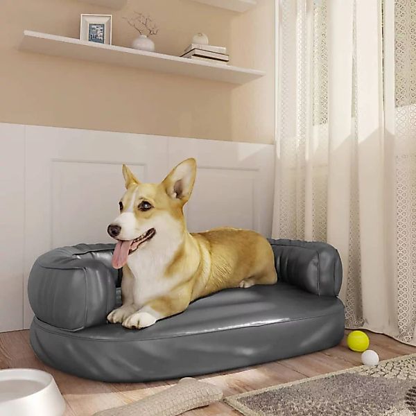 Vidaxl Hundebett Ergonomisch Schaumstoff Grau 60x42 Cm Kunstleder günstig online kaufen