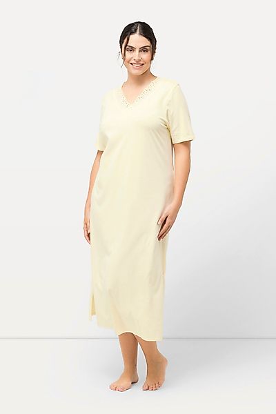 Ulla Popken Nachthemd Nachthemd Lochstickerei Halbarm günstig online kaufen