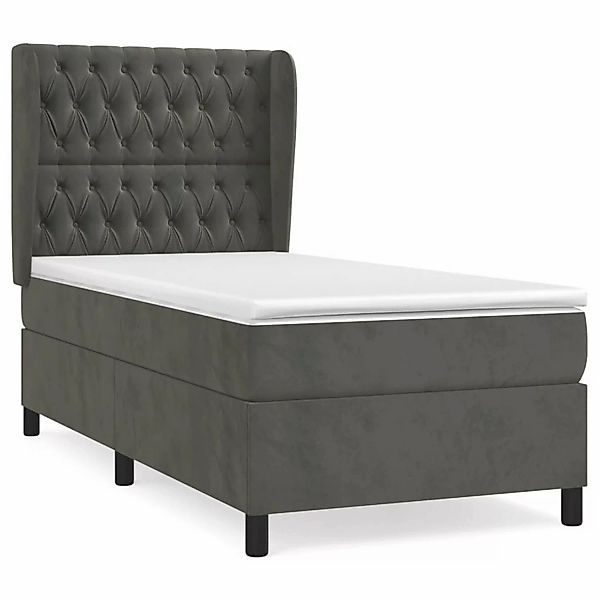 vidaXL Boxspringbett mit Matratze Dunkelgrau 100x200 cm Samt1386903 günstig online kaufen