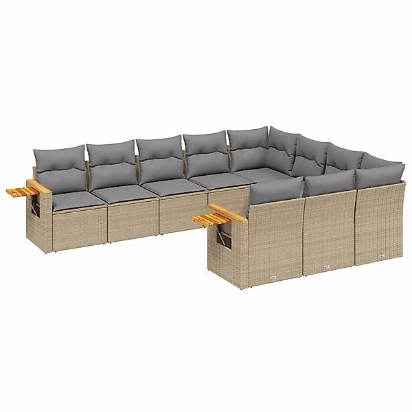 vidaXL 10-tlg Garten-Sofagarnitur mit Kissen Beige Poly Rattan Modell 170 günstig online kaufen