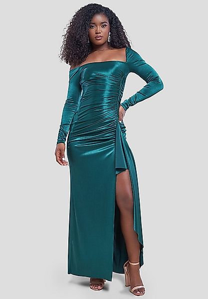 Goddiva Maxikleid Slinky Satin One Shoulder Split Maxi Dress langes Kleid günstig online kaufen