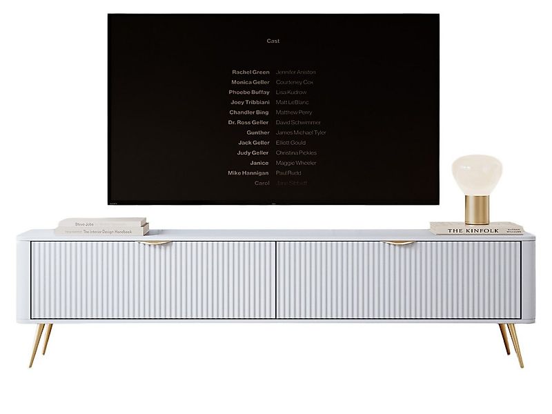 Compleo TV-Schrank BELLO zweitürig, Modern Wohnzimmer, gerifflete Front günstig online kaufen