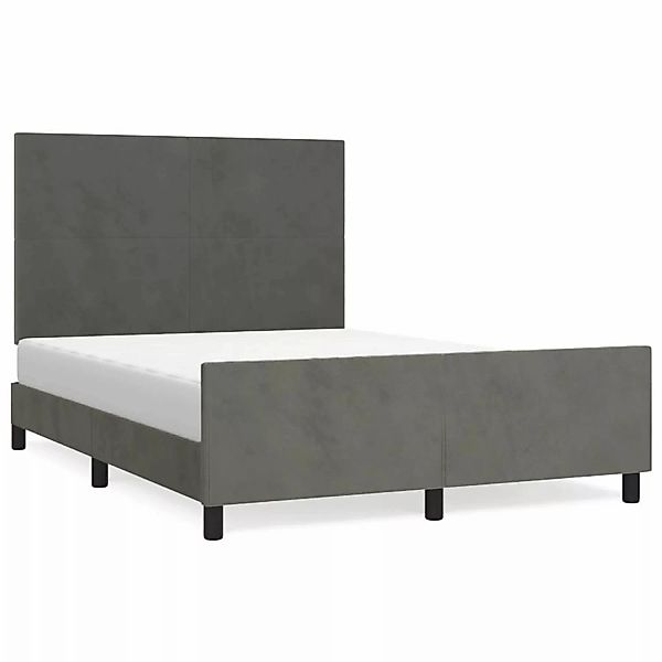 vidaXL Bettgestell mit Kopfteil Dunkelgrau 140x200 cm Samt Modell 51368347 günstig online kaufen