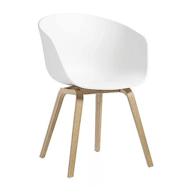 HAY - About a Chair AAC 22 Armlehnstuhl Eiche geseift - weiß/Sitzschale Pol günstig online kaufen