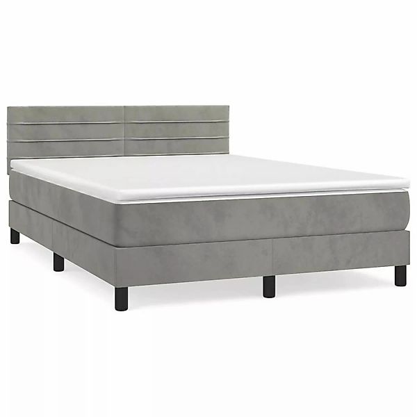 vidaXL Boxspringbett mit Matratze Hellgrau 140x190 cm Samt1368658 günstig online kaufen