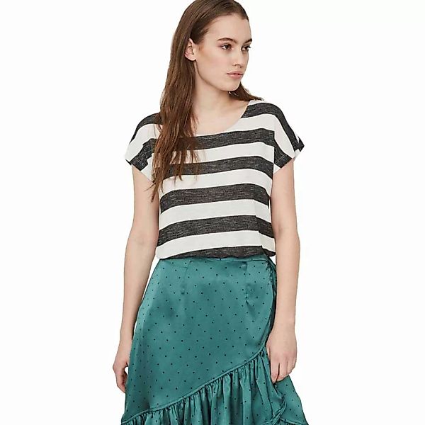 Vero Moda Wide Stripe Kurzärmeliges T-shirt M Snow White günstig online kaufen