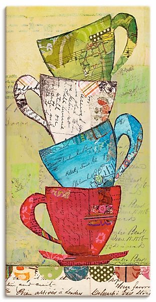 Artland Leinwandbild "Komm zum Tee" Geschirr & Besteck 1 Stk. tlg. auf Holz günstig online kaufen