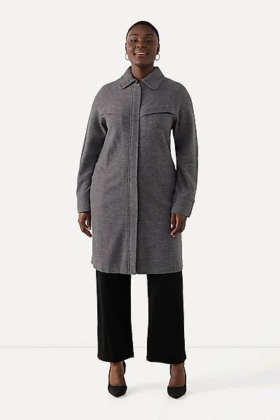 Ulla Popken Sommerjacke Mantel Boiled Wool Hemkragen 2-Wege-Zipper günstig online kaufen